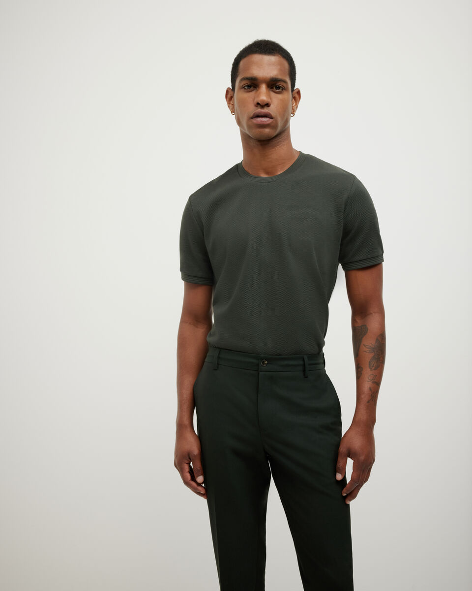 Slim Fit Jacquard Texture Tee, Khaki, hi-res